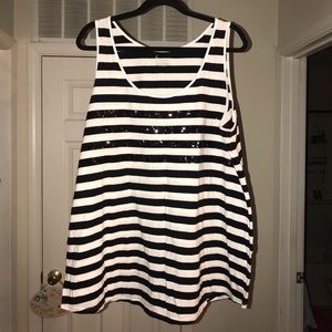 Lane Bryant black & white tank with sequins 22/24
